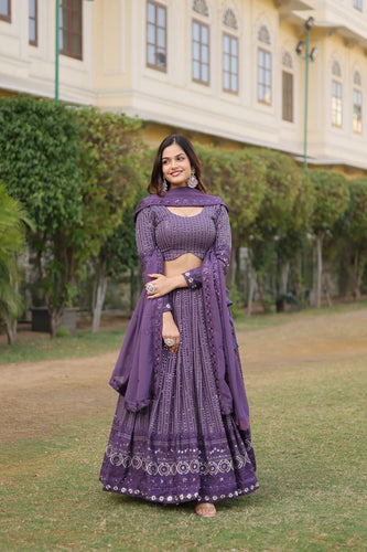 Stunning Onion Purple Lehenga Choli Set with Exquisite Sequin Work ClothsVilla