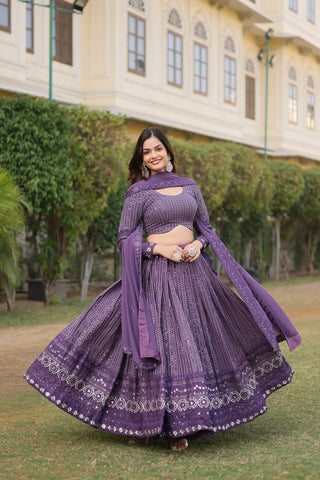 Stunning Onion Purple Lehenga Choli Set with Exquisite Sequin Work ClothsVilla