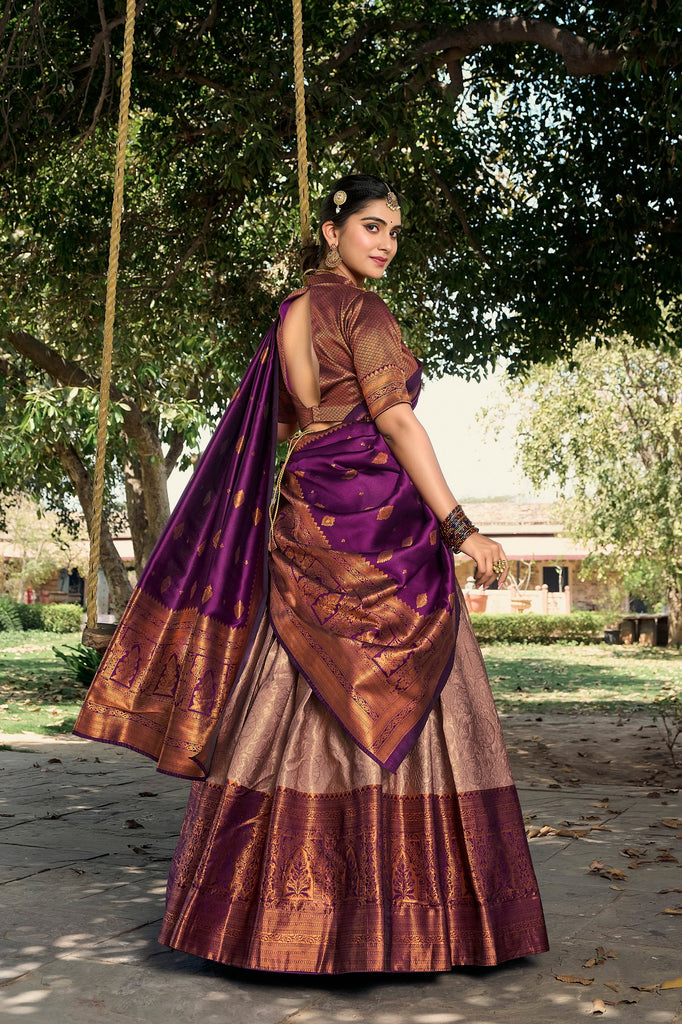 Onion Royal Jacquard Silk Pattu Lehenga Choli Collection with Zari Work ClothsVilla