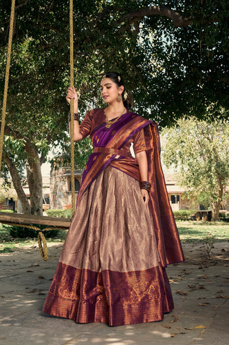 Onion Royal Jacquard Silk Pattu Lehenga Choli Collection with Zari Work ClothsVilla