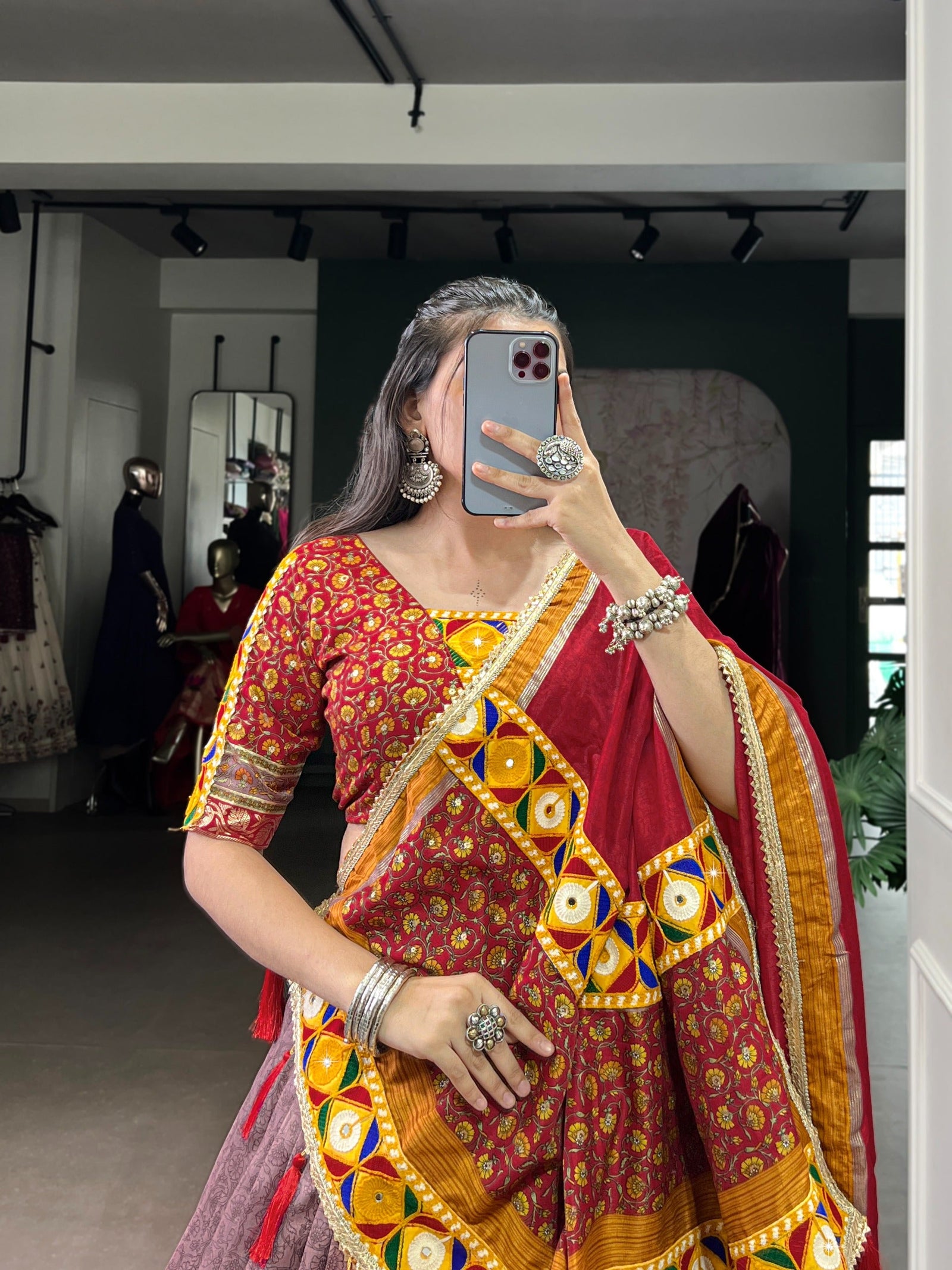 Onion Silk Lehenga Set with Foil Print ClothsVilla