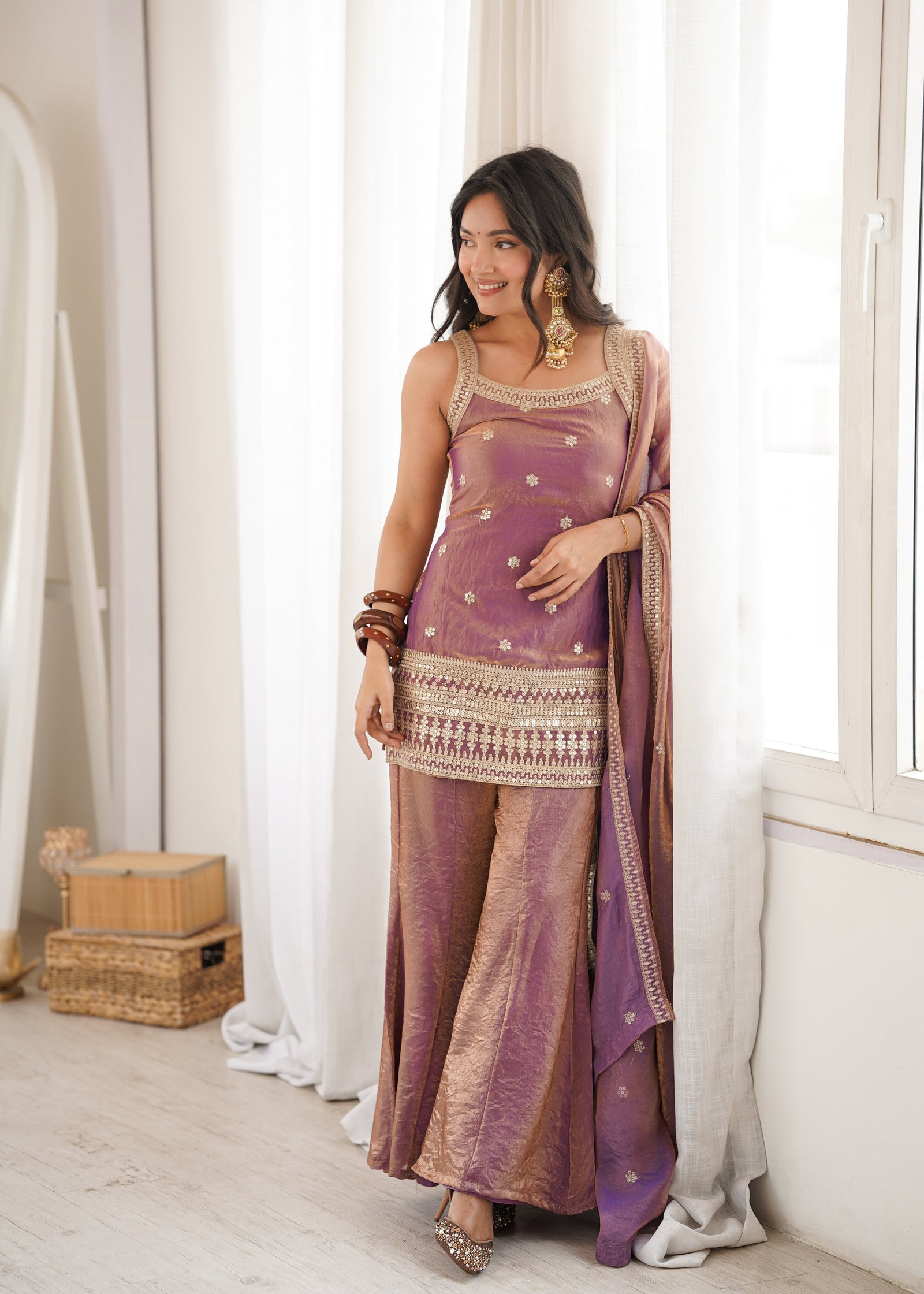 Onion Trendy Silk Kurta Set with Dupatta ClothsVilla