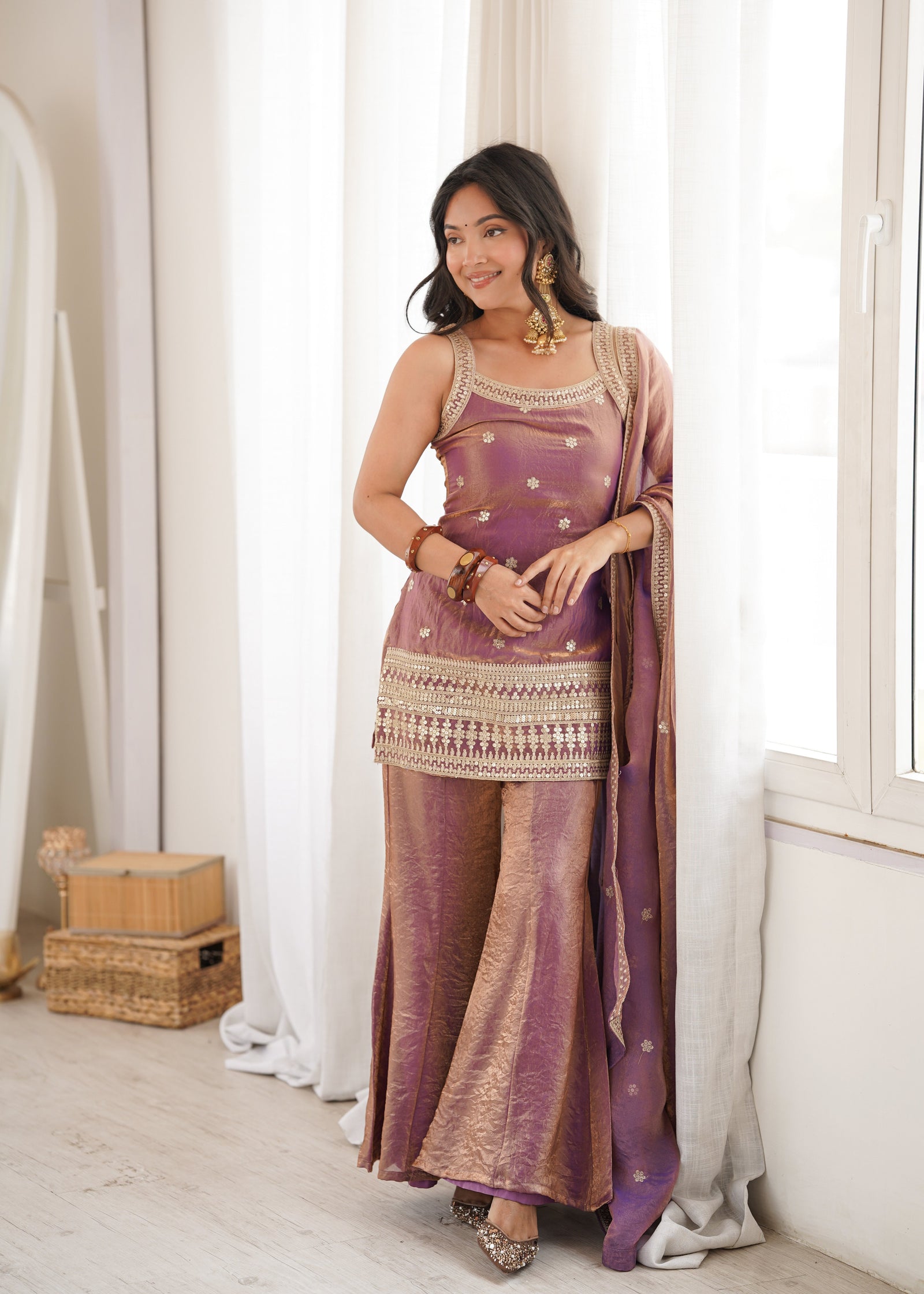 Onion Trendy Silk Kurta Set with Dupatta ClothsVilla