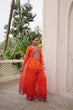 Load image into Gallery viewer, Orange Bandhani Print &amp; Kutchi Gamthi Patchwork Top with Matching Bottom Set ClothsVilla