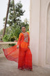 Load image into Gallery viewer, Orange Bandhani Print &amp; Kutchi Gamthi Patchwork Top with Matching Bottom Set ClothsVilla