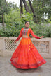 Load image into Gallery viewer, Orange Bandhani Print Lehenga with Kutchi Gamthi Patchwork &amp; Matching Blouse ClothsVilla