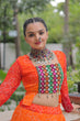 Load image into Gallery viewer, Orange Bandhani Print Lehenga with Kutchi Gamthi Patchwork &amp; Matching Blouse ClothsVilla