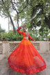 Load image into Gallery viewer, Orange Bandhani Print Lehenga with Kutchi Gamthi Patchwork &amp; Matching Blouse ClothsVilla
