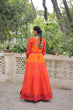Load image into Gallery viewer, Orange Bandhani Print Lehenga with Kutchi Gamthi Patchwork &amp; Matching Blouse ClothsVilla