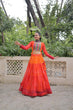 Load image into Gallery viewer, Orange Bandhani Print Lehenga with Kutchi Gamthi Patchwork &amp; Matching Blouse ClothsVilla