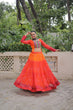 Load image into Gallery viewer, Orange Bandhani Print Lehenga with Kutchi Gamthi Patchwork &amp; Matching Blouse ClothsVilla