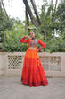 Load image into Gallery viewer, Orange Bandhani Print Lehenga with Kutchi Gamthi Patchwork &amp; Matching Blouse ClothsVilla