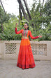 Load image into Gallery viewer, Orange Bandhani Print Lehenga with Kutchi Gamthi Patchwork &amp; Matching Blouse ClothsVilla