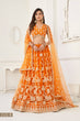 Load image into Gallery viewer, Orange Butterfly Net Lehenga with White Cotton Thread Work and Sequence Embroidery Clothsvilla