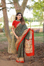 Load image into Gallery viewer, Green Color Foil Printed And Stone Work Dola Silk Saree Clothsvilla