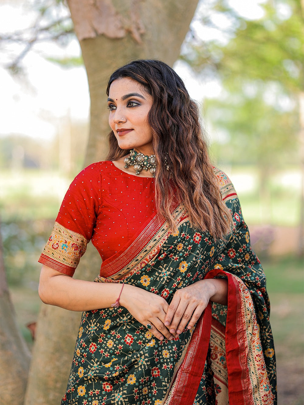 Green Color Foil Printed And Stone Work Dola Silk Saree Clothsvilla