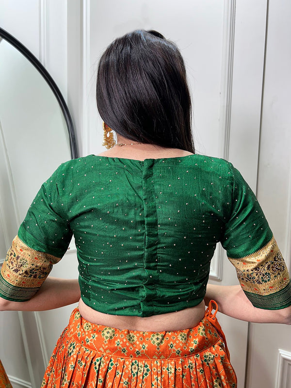Orange Color Ikkat Patola Co-ord Set Lehenga ClothsVilla
