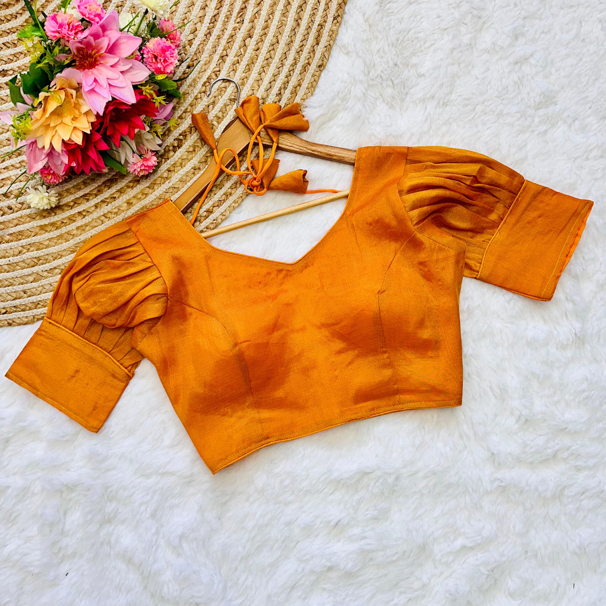 Orange Color Jari Weaving Blouse in Jari Kobra Fabric ClothsVilla Main image