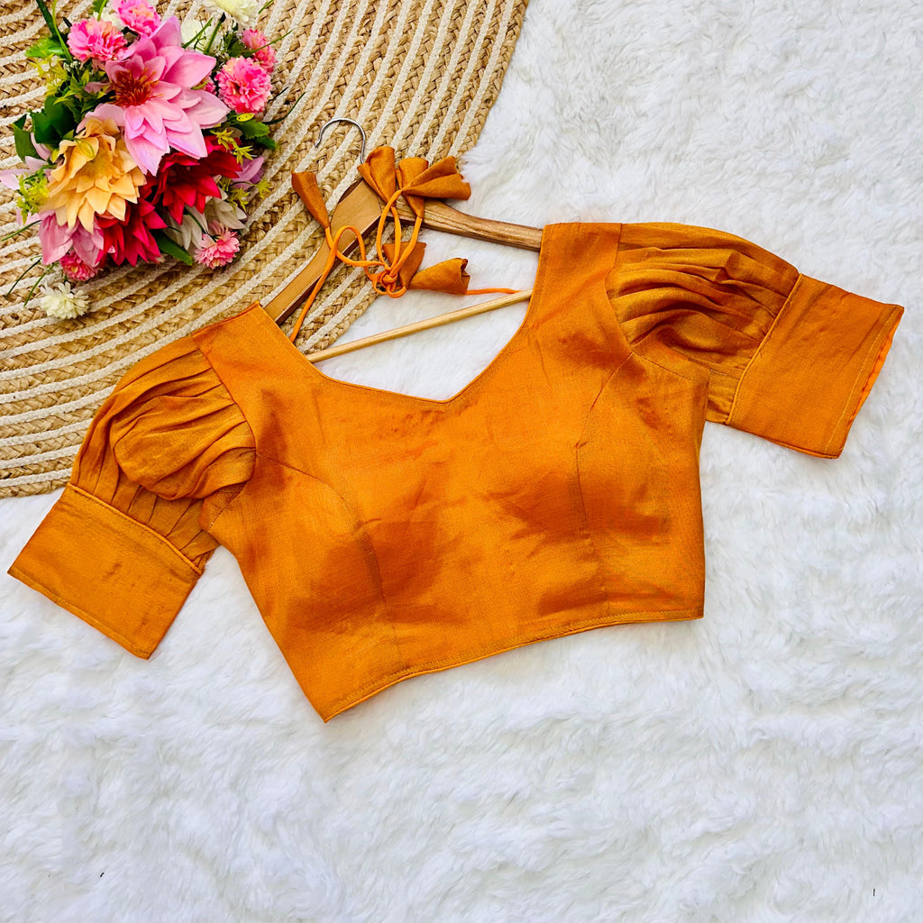 Orange Color Jari Weaving Blouse in Jari Kobra Fabric ClothsVilla