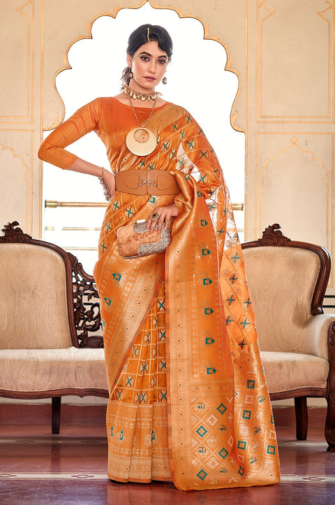 Orange Color Weaving Work Organza Saree Clothsvilla Main image