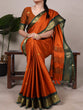 Load image into Gallery viewer, Orange Cotton Silk Saree with Paithani Weaving Work &amp; Matching Blouse ClothsVilla