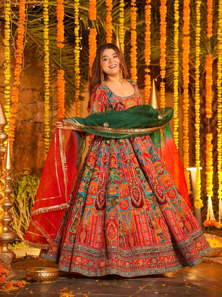 Orange Crepe Pure Embroidered Gown Set ClothsVilla