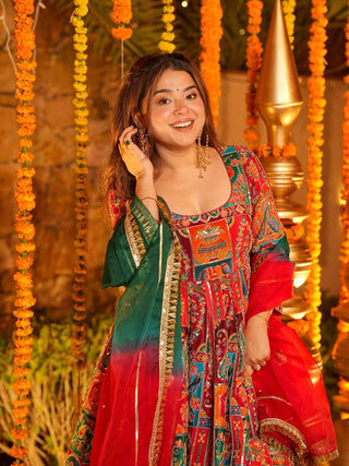 Orange Crepe Pure Embroidered Gown Set ClothsVilla