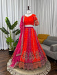 Load image into Gallery viewer, Orange Designer Faux Georgette Lehenga Choli with Thread &amp; Sequin Embroidery and Dupatta – 4 Meter Flair, Fully Stitched ClothsVilla