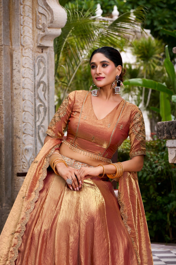 Orange Designer Fendi Lehenga Choli Set with Sequins & Thread Embroidery  Heavy Flair Stitched Lehenga with Dupatta ClothsVilla