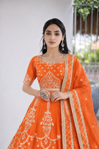 Orange Designer Lehenga Choli ClothsVilla
