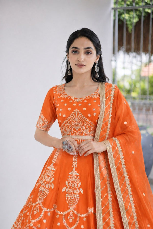 Orange Designer Lehenga Choli ClothsVilla
