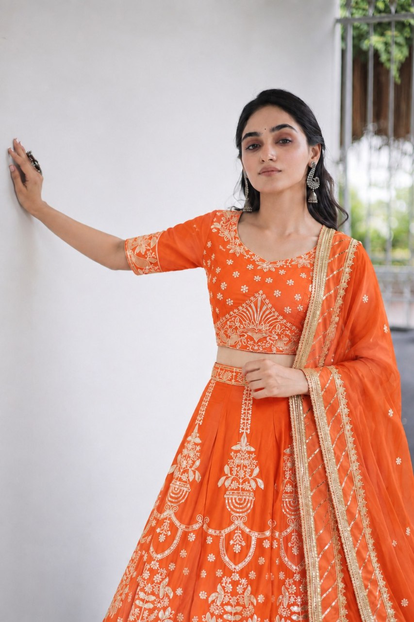 Orange Designer Lehenga Choli ClothsVilla