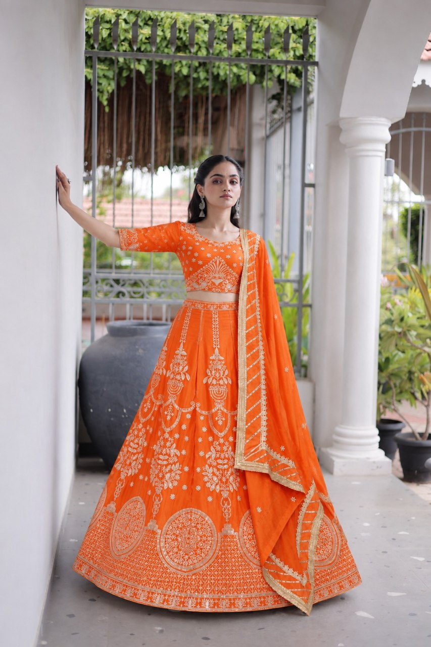 Orange Designer Lehenga Choli ClothsVilla