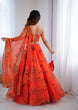 Load image into Gallery viewer, Orange Designer Organza Lehenga Set with Corset Blouse, Dupatta &amp; Batwa ClothsVilla