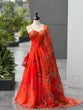 Load image into Gallery viewer, Orange Designer Organza Lehenga Set with Corset Blouse, Dupatta &amp; Batwa ClothsVilla