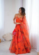 Load image into Gallery viewer, Orange Designer Organza Lehenga Set with Corset Blouse, Dupatta &amp; Batwa ClothsVilla