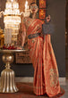 Load image into Gallery viewer, Orange Elegant Banarasi Silk Blend Saree with Woven Design &amp; Tassel Detailing ClothsVilla