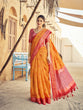 Load image into Gallery viewer, Orange Elegant Banarasi Silk Blend Saree with Zari Woven Design ClothsVilla