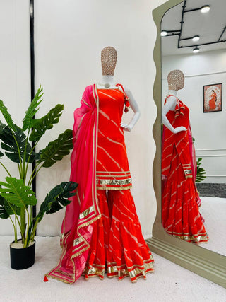 Orange Elegant Digital Print Sharara Set ClothsVilla