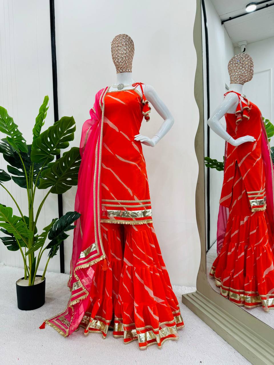 Orange Elegant Digital Print Sharara Set ClothsVilla