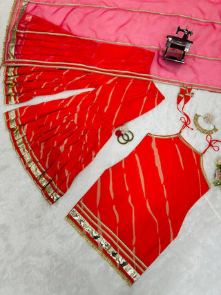 Orange Elegant Digital Print Sharara Set ClothsVilla