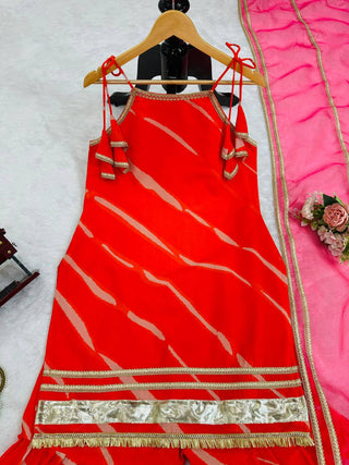 Orange Elegant Digital Print Sharara Set ClothsVilla