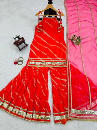 Orange Elegant Digital Print Sharara Set ClothsVilla