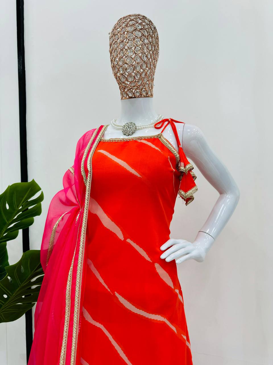 Orange Elegant Digital Print Sharara Set ClothsVilla
