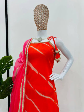 Orange Elegant Digital Print Sharara Set ClothsVilla