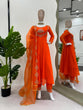 Load image into Gallery viewer, Orange Elegant Faux Georgette Gown– Grace Meets Style ClothsVilla