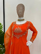 Load image into Gallery viewer, Orange Elegant Faux Georgette Gown– Grace Meets Style ClothsVilla