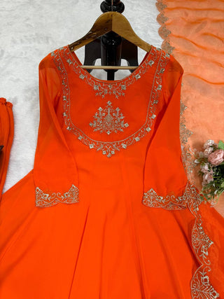 Orange Elegant Faux Georgette Gown– Grace Meets Style ClothsVilla