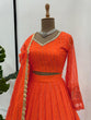 Load image into Gallery viewer, Orange Elegant Faux Georgette Lehenga Choli Set with Thread &amp; Sequin Work ClothsVilla