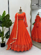 Load image into Gallery viewer, Orange Elegant Faux Georgette Lehenga Choli Set with Thread &amp; Sequin Work ClothsVilla